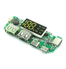 Модуль для Power Bank з LED дисплеєм 5V 2.4A 2xUSB+Micro+TypeC+Lighting