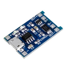 МОДУЛЬ ЗАРЯДА TP4056 ДЛЯ LI-ION АККУМУЛЯТОРА 5V 1А ВХОД MICRO-USB С ФУНКЦИЕЙ ЗАЩИТЫ АККУМУЛЯТОРА