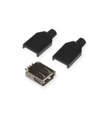 Гніздо USB тип A на кабель у корпусі Чорне